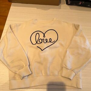 Zara Cream Sweater with Black Love Heart Design